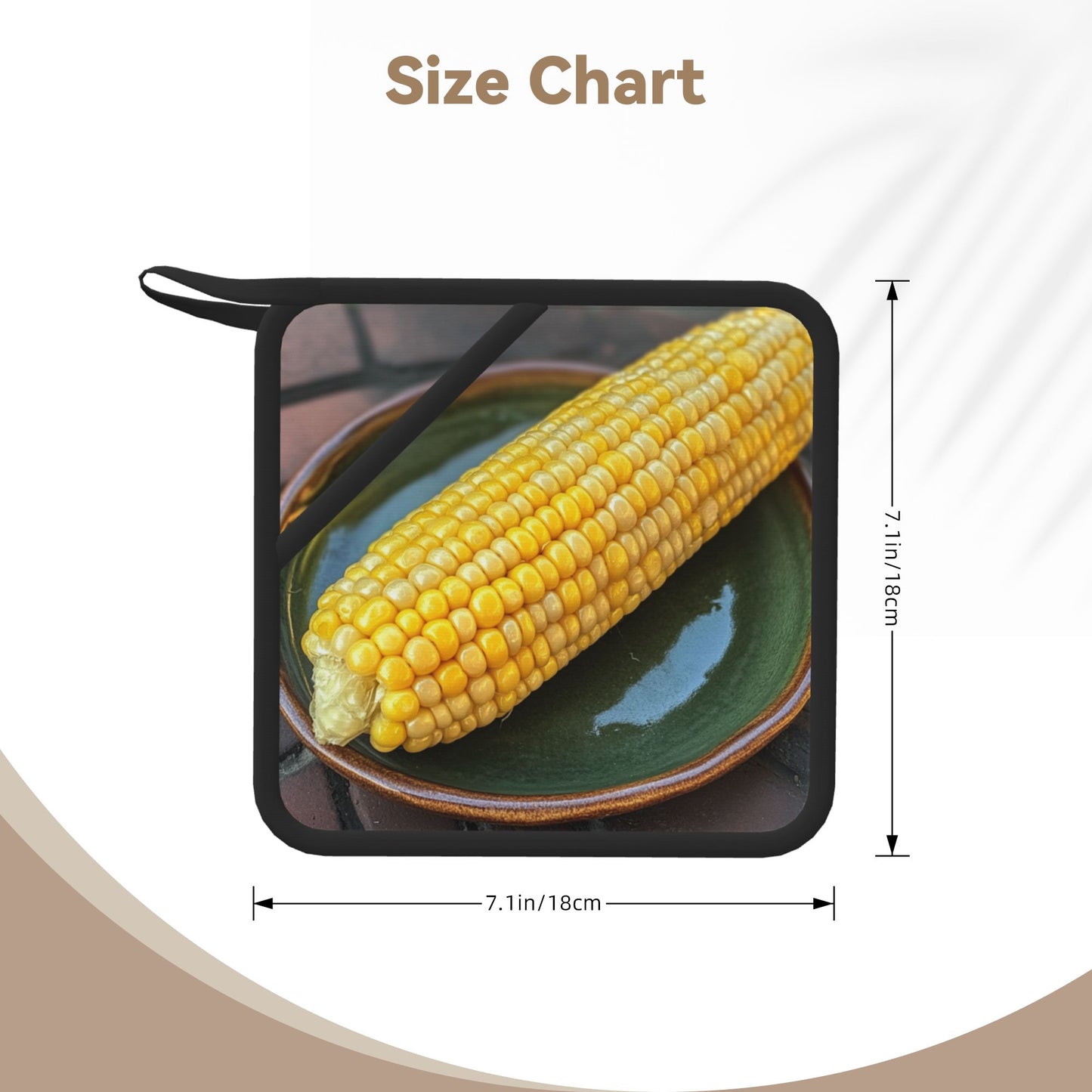 Corn Pattern Square Heat-Resistant Pot Holder – 7.1" x 7.1" Kitchen Trivet Mat with Hanging Loop, Anti-Scald & Washable