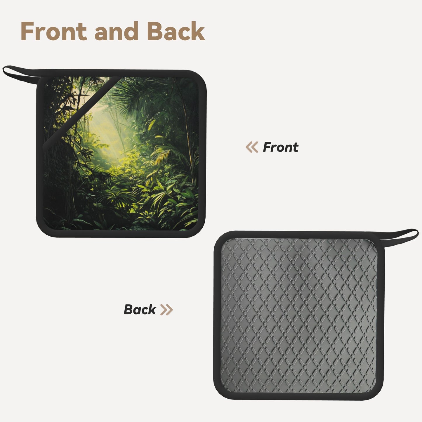 Tropical Rainforest Pot Holder β 7.1"x7.1" Heat-Resistant Square Silicone Pad with Hanging Loop