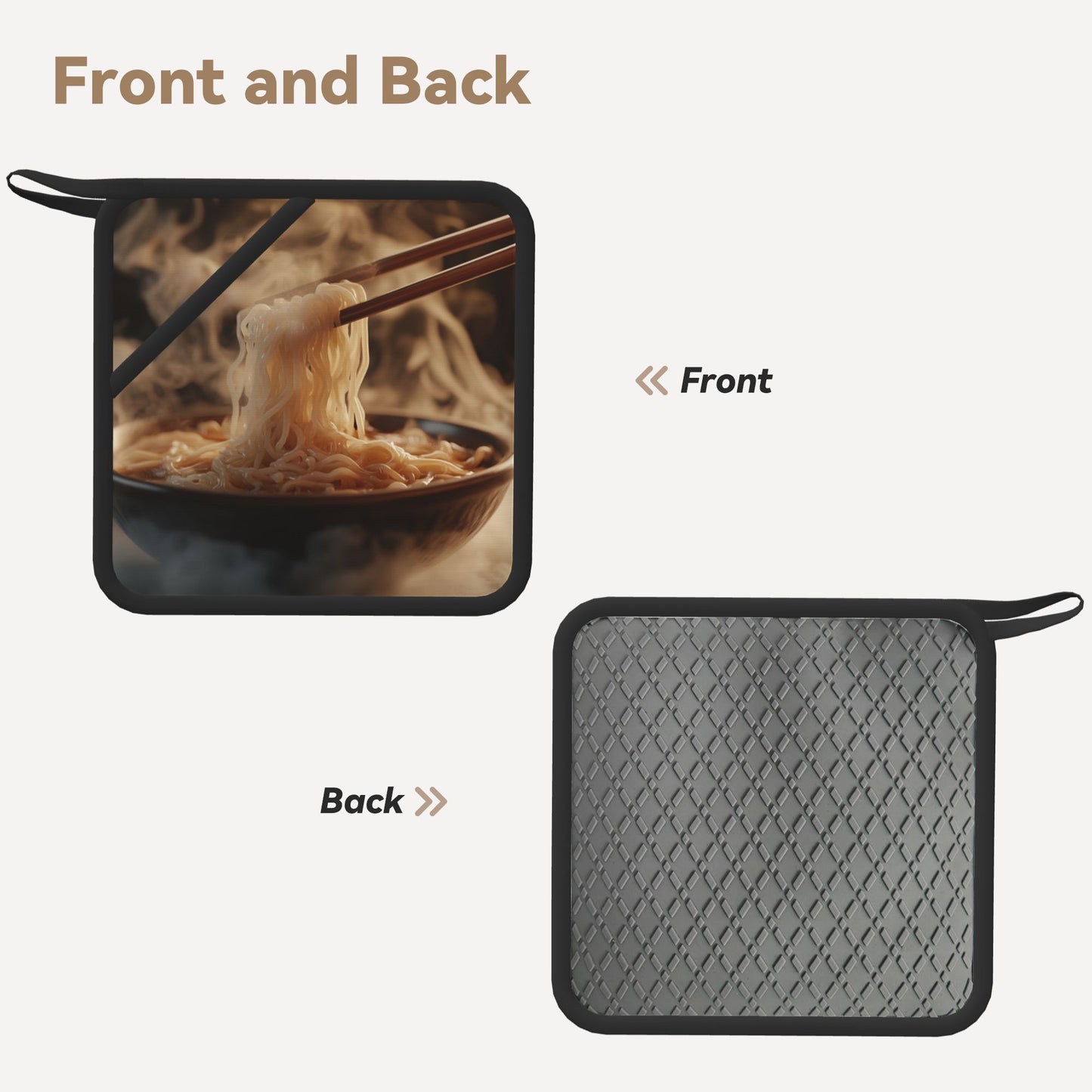 Hot Ramen Bowl Silicone Heat-Resistant Square Mat – 7.1"x7.1" Anti-Slip Silicone Trivet Pad for Kitchen and Dining