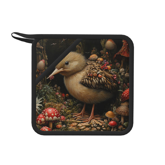 Square Silicone Heat-Resistant Mat with Forest Bird Design – 7.1"x7.1" Non-Slip Insulated Pad for Kitchen & Dining Use