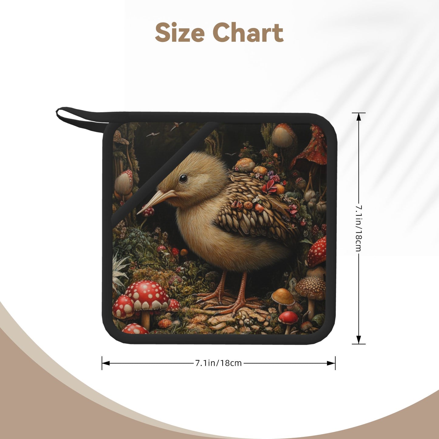 Square Silicone Heat-Resistant Mat with Forest Bird Design – 7.1"x7.1" Non-Slip Insulated Pad for Kitchen & Dining Use