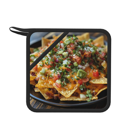Mexican Nachos Silicone Heat-Resistant Trivet – 7.1" x 7.1" Non-Slip Kitchen Mat with Hanging Loop