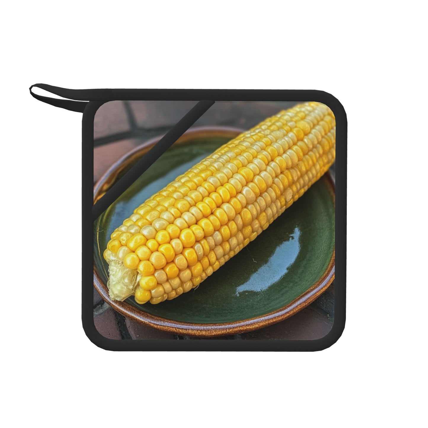 Corn Pattern Square Heat-Resistant Pot Holder – 7.1" x 7.1" Kitchen Trivet Mat with Hanging Loop, Anti-Scald & Washable