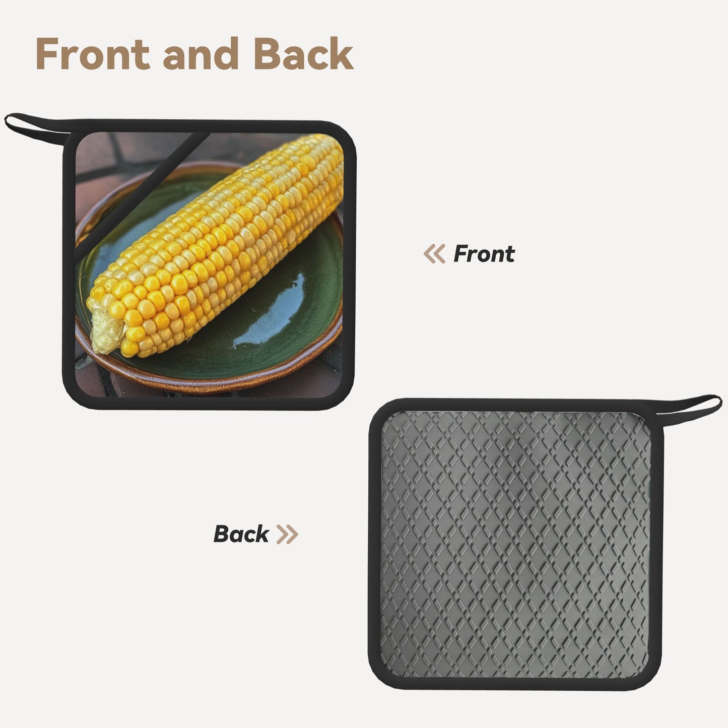 Corn Pattern Square Heat-Resistant Pot Holder – 7.1" x 7.1" Kitchen Trivet Mat with Hanging Loop, Anti-Scald & Washable