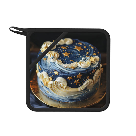 Galaxy Cake Design Heat-Resistant Square Pot Holder – 7.1"x7.1" Hanging Silicone Trivet for Kitchen