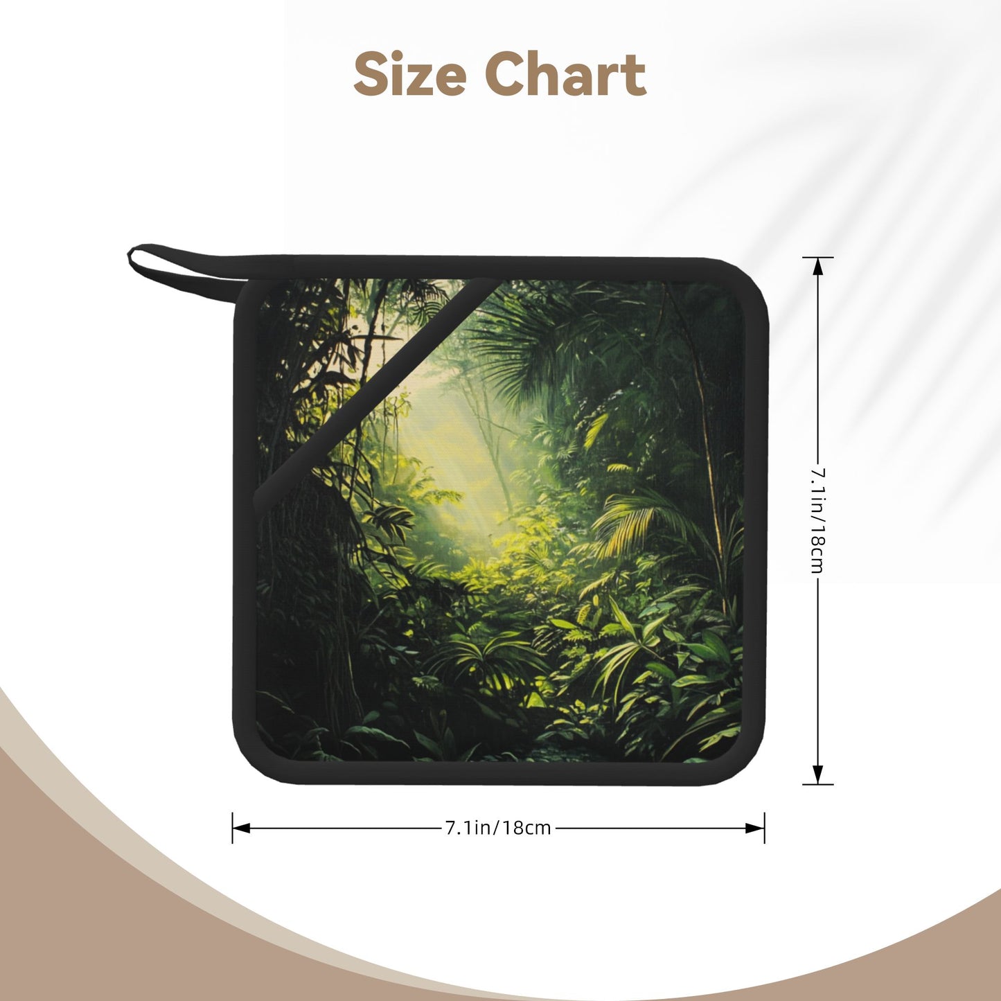 Tropical Rainforest Pot Holder – 7.1"x7.1" Heat-Resistant Square Silicone Pad with Hanging Loop