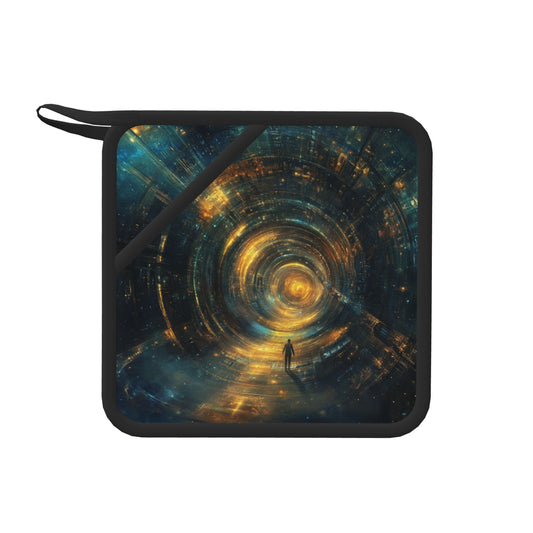 Sci-Fi Time Tunnel Silicone Heat-Resistant Mat – Square 7.1"x7.1" Kitchen Trivet Pad with Hanging Loop