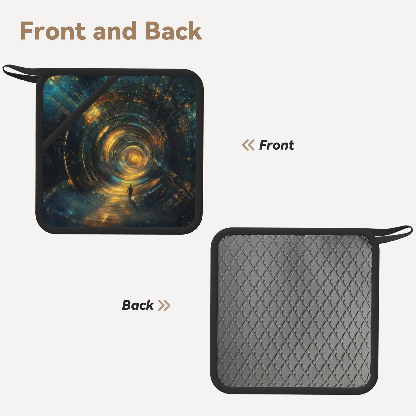 Sci-Fi Time Tunnel Silicone Heat-Resistant Mat – Square 7.1"x7.1" Kitchen Trivet Pad with Hanging Loop