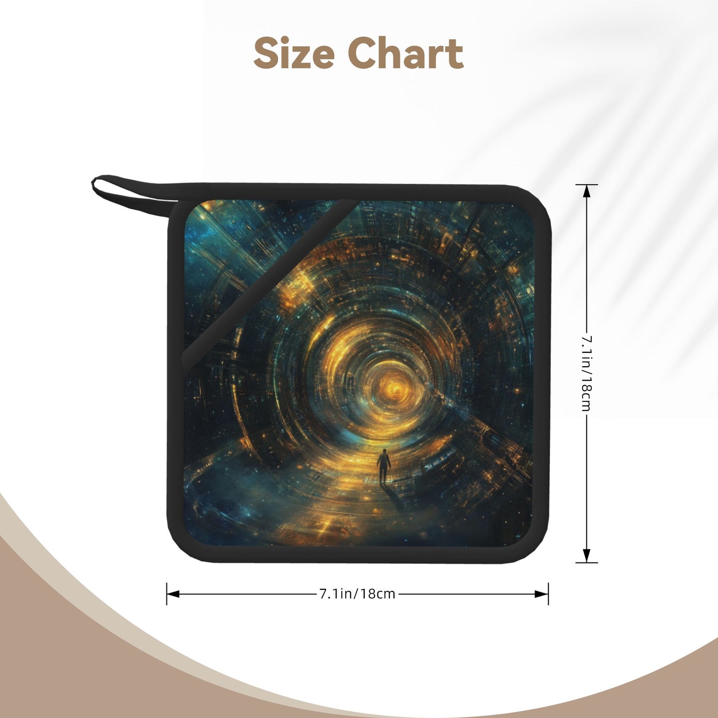 Sci-Fi Time Tunnel Silicone Heat-Resistant Mat – Square 7.1"x7.1" Kitchen Trivet Pad with Hanging Loop