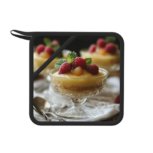 Dessert Cup Pattern Square Silicone Heat-Resistant Mat – 7.1"x7.1" Soft Non-Slip Trivet for Kitchen Use