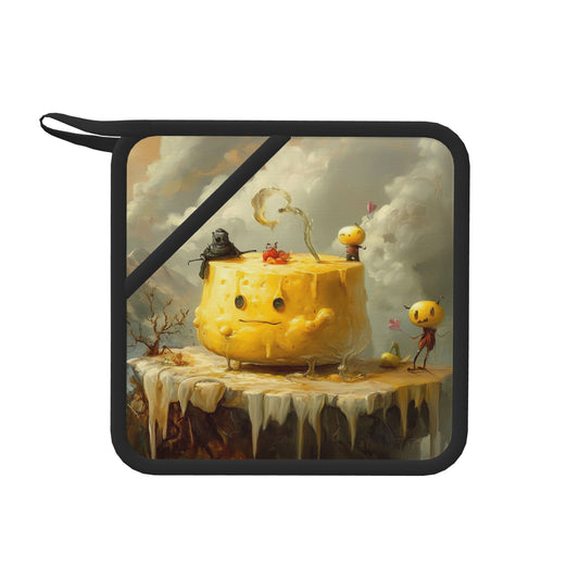 Creative Cheese Cartoon Silicone Heat-Resistant Mat – 7.1"x7.1" Square Anti-Slip Trivet Pad with Fantasy Art Print