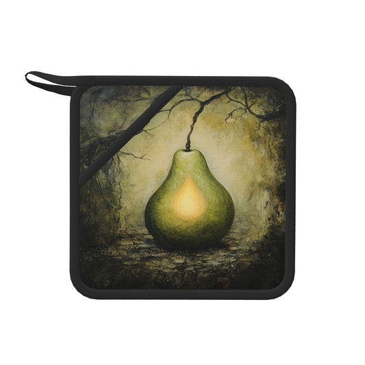 Glow-Pear Art Silicone Heat-Resistant Square Trivet – 7.1"x7.1" Anti-Slip Flexible Hot Pad with Hanging Loop