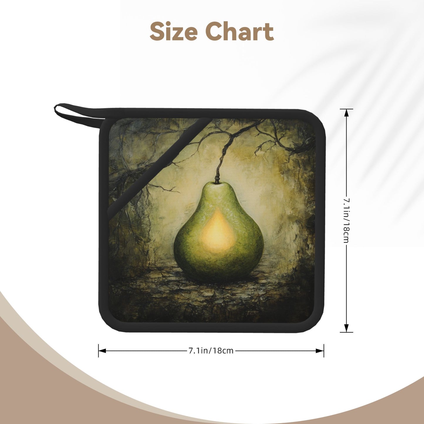 Glow-Pear Art Silicone Heat-Resistant Square Trivet – 7.1"x7.1" Anti-Slip Flexible Hot Pad with Hanging Loop